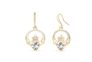 Claddagh Ring Earrings with Clear Crystal