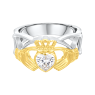 Celtic Crystal Claddagh Ring - Clear