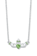 Claddagh Necklace with Peridot Crystals