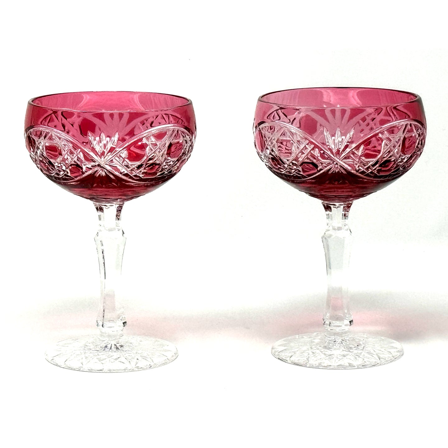 Red Irish Carrow Cut Saucer Champagne Glass