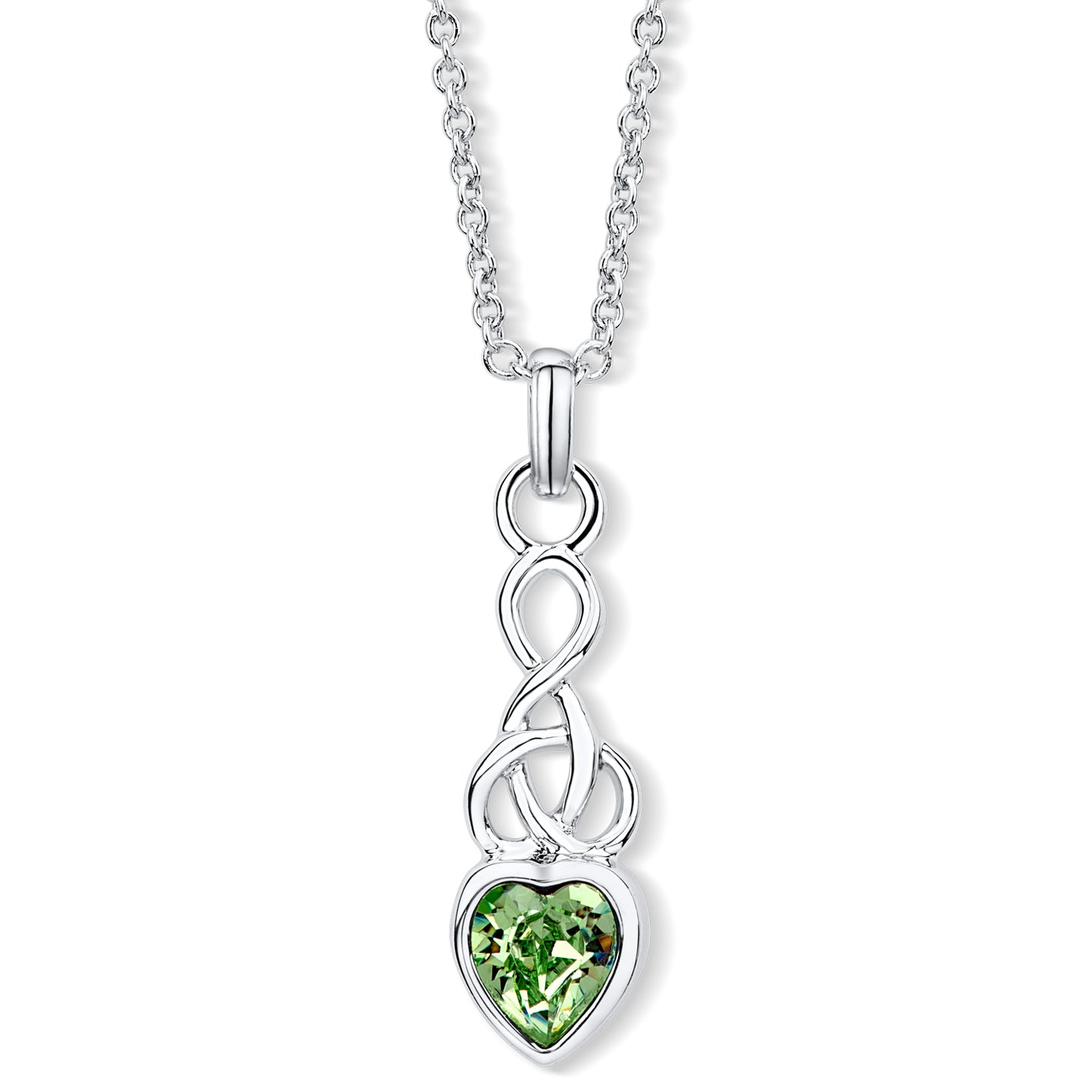 Celtic Heart Pendant with Peridot Crystal