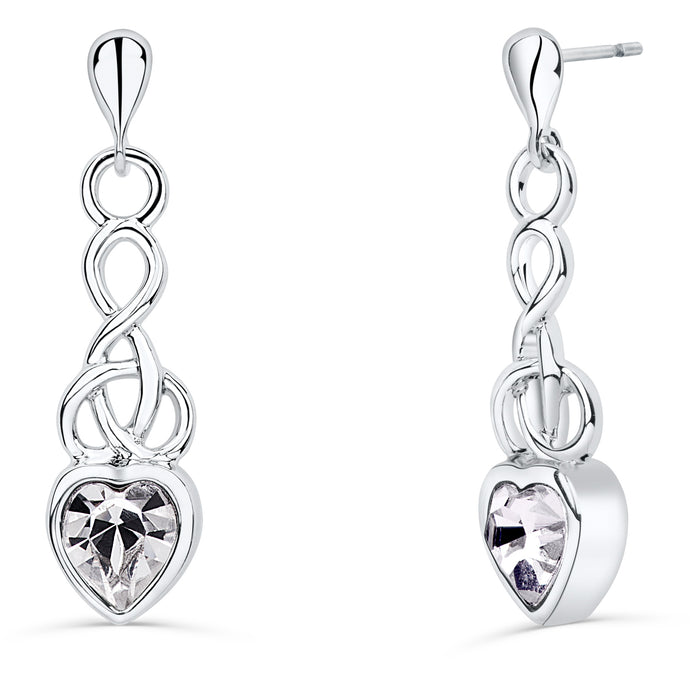 Celtic Heart Earrings with Clear Crystal
