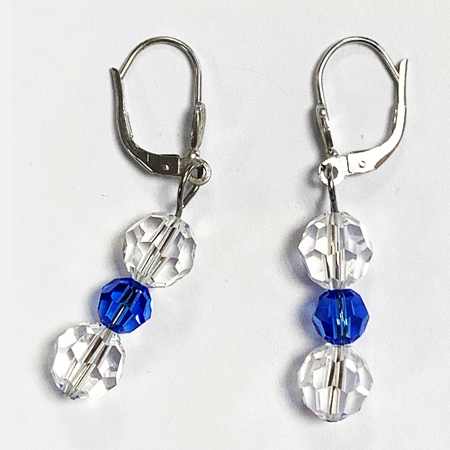 Crystal and Sapphire Drop Earrings
