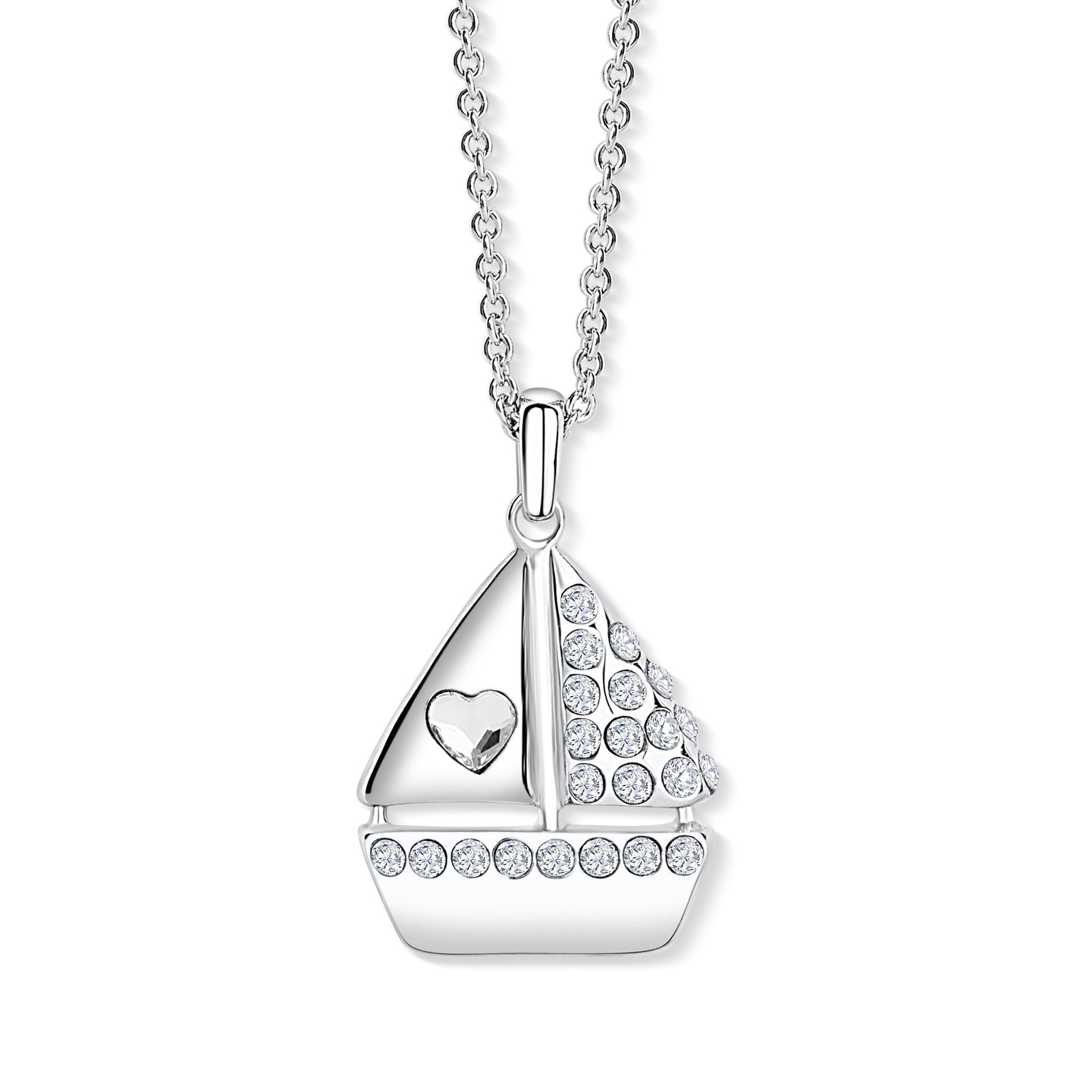 Sailing boat Pendant with Clear Crystals