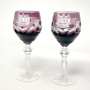 Amethyst Claddagh Hock Wine Glasses - 50th Anniversary LIMITED EDITION