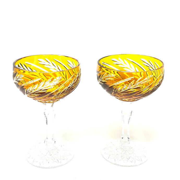 Amber Wheat Saucer Champagne Glass - 50th Anniversary