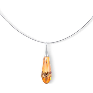 Crystal Raindrop 'Floating' Pendant - Golden